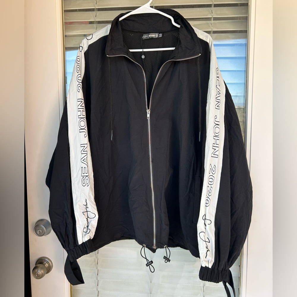 Missguided x Sean John Black and White Windbreaker